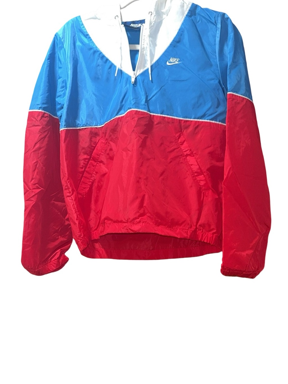 Vintage Color block Nike Red, Blue and White Pullover Utility Windbreaker Jacket